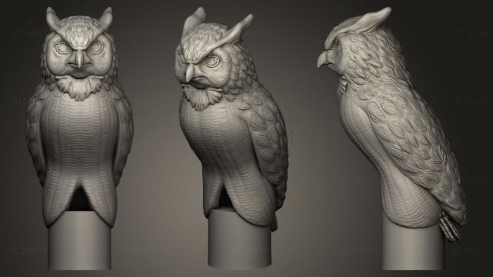 3D model owl on round plinth (STL)